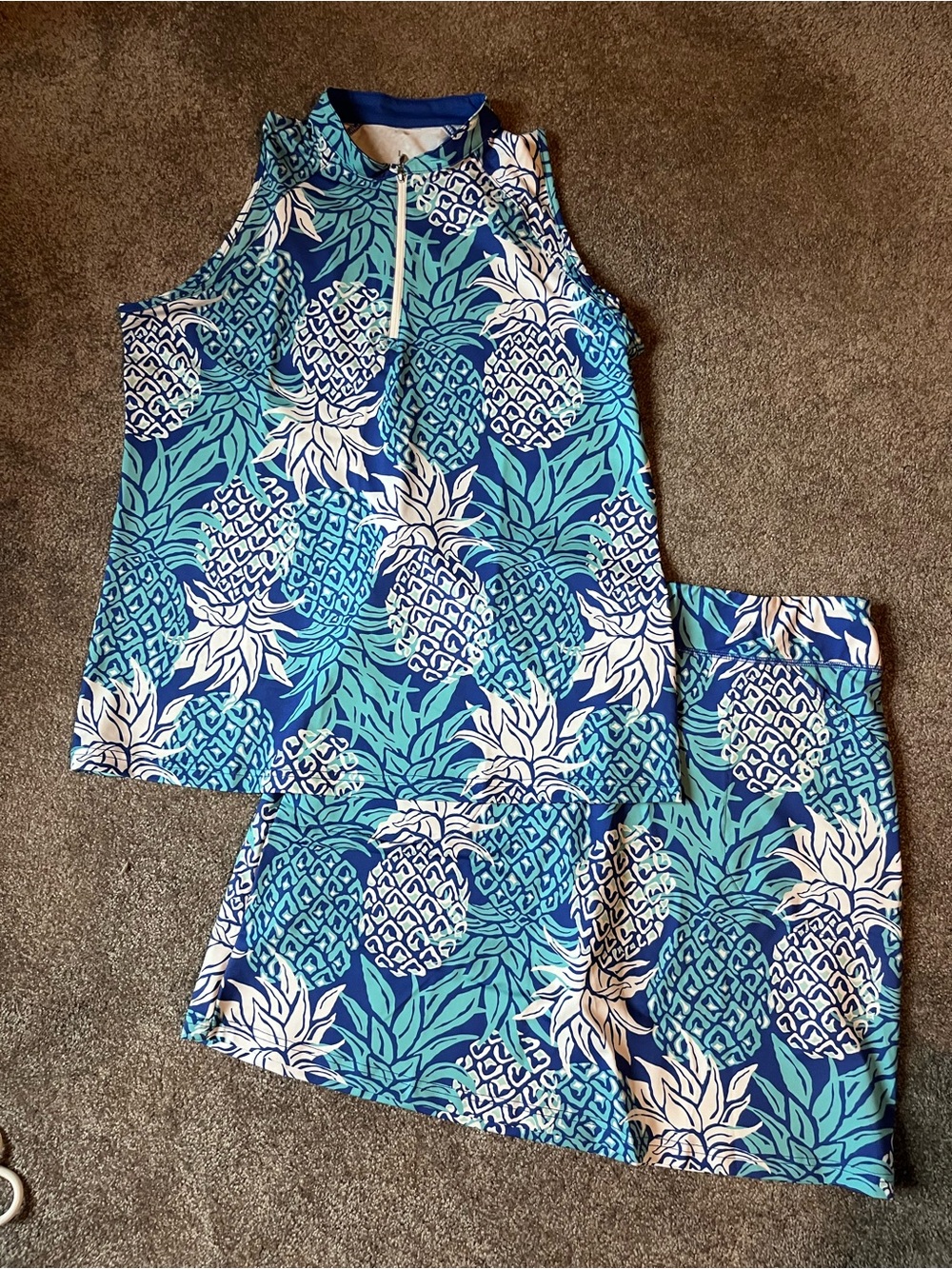 AnaClare Blue Pineapple Print Skort Set